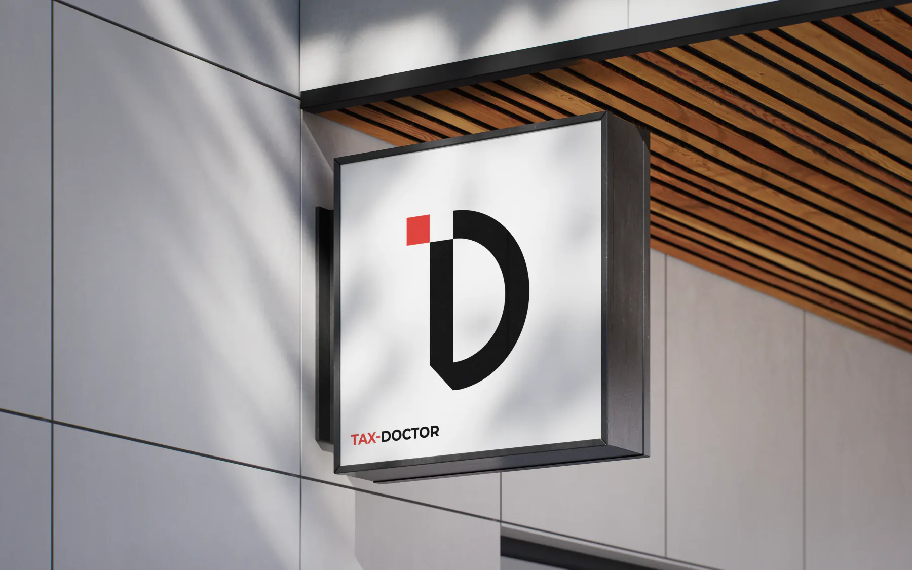 Office signage using the icon-only lockup at architectural scale