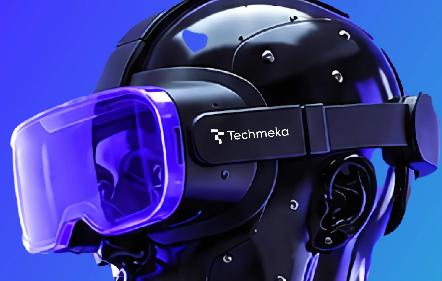 TechMeka brand system, indigo and sky palette applied across product UI & Social Media