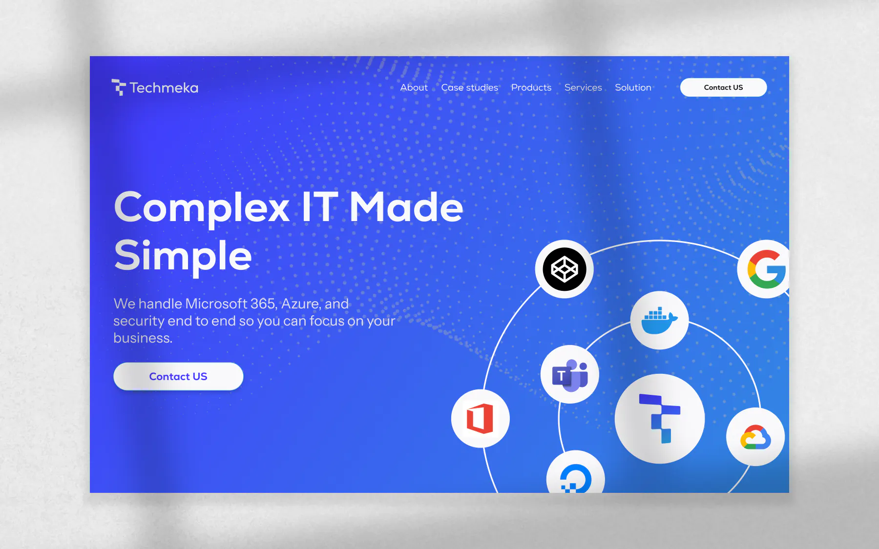 website hero section with the new brand mark and gradient