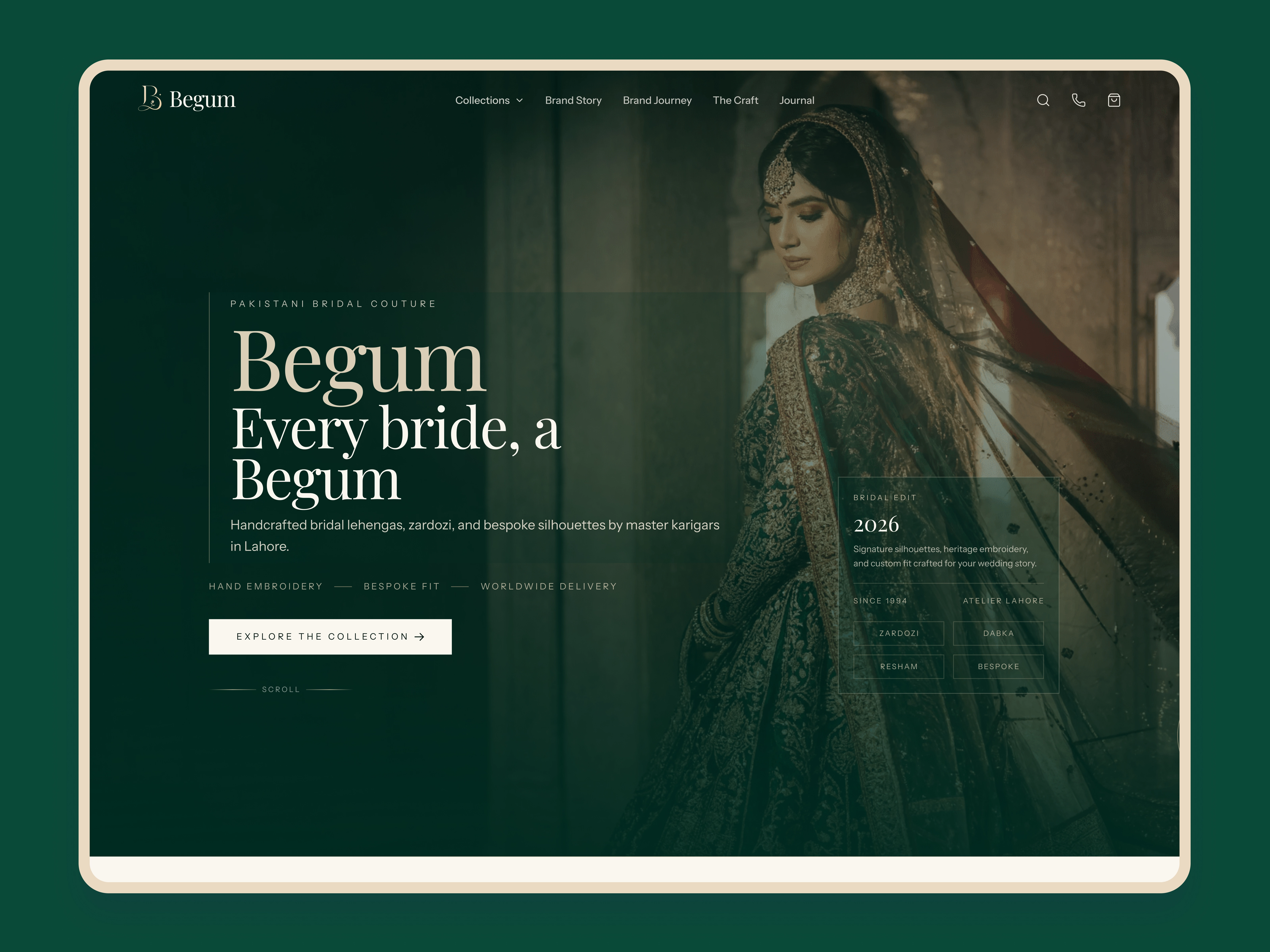 Begum homepage final design