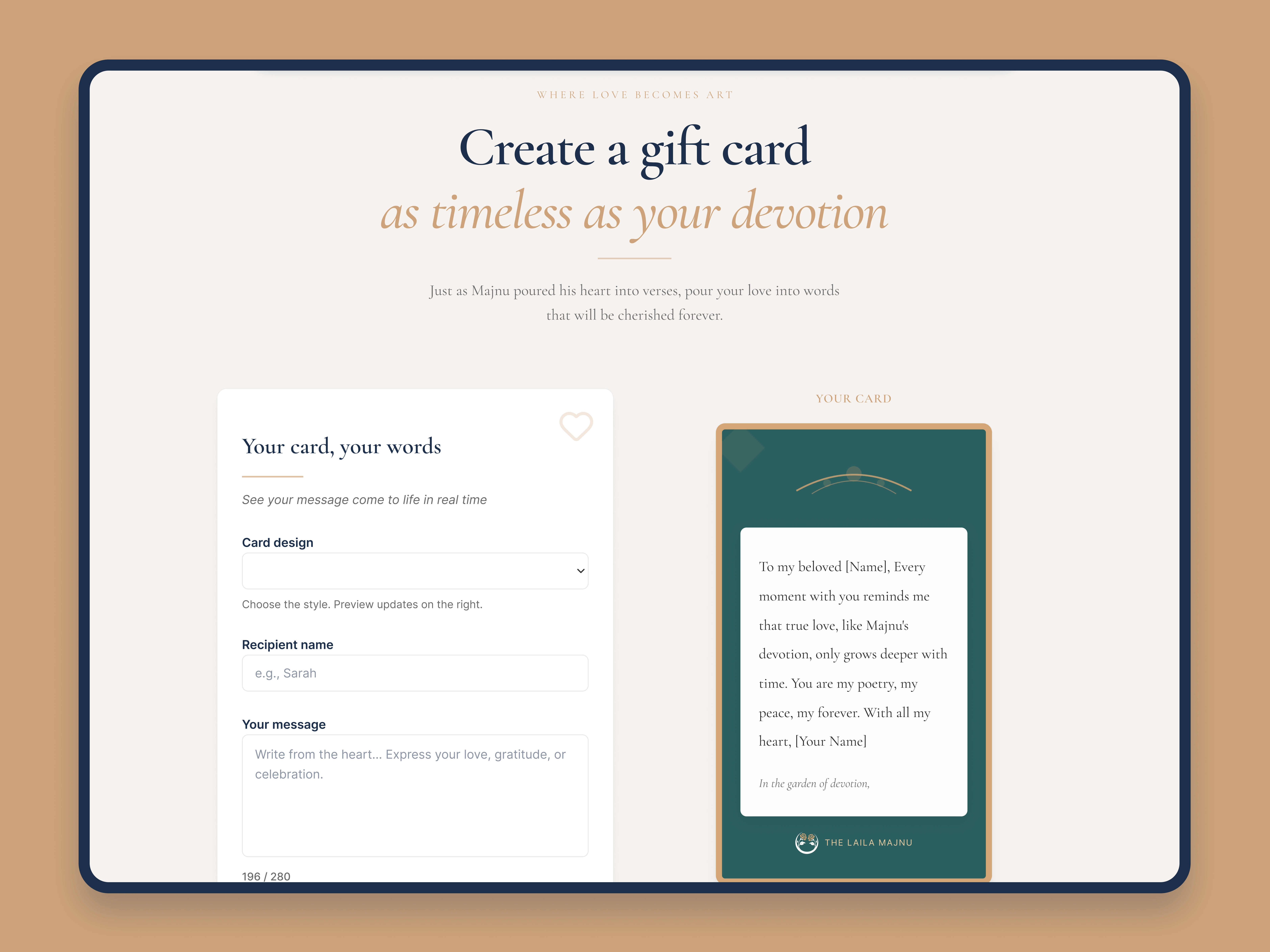 Create a card interactive builder