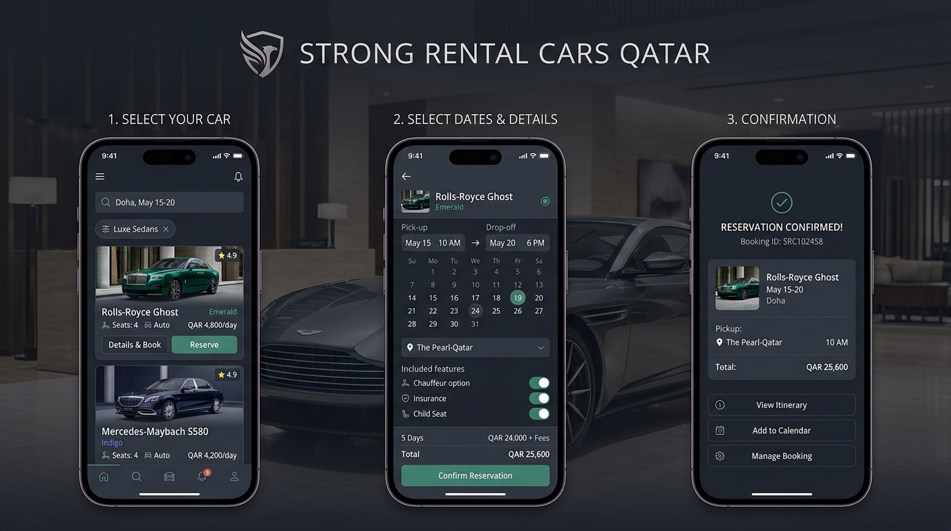 Strong Rental Cars Qatar three-step booking flow redesign